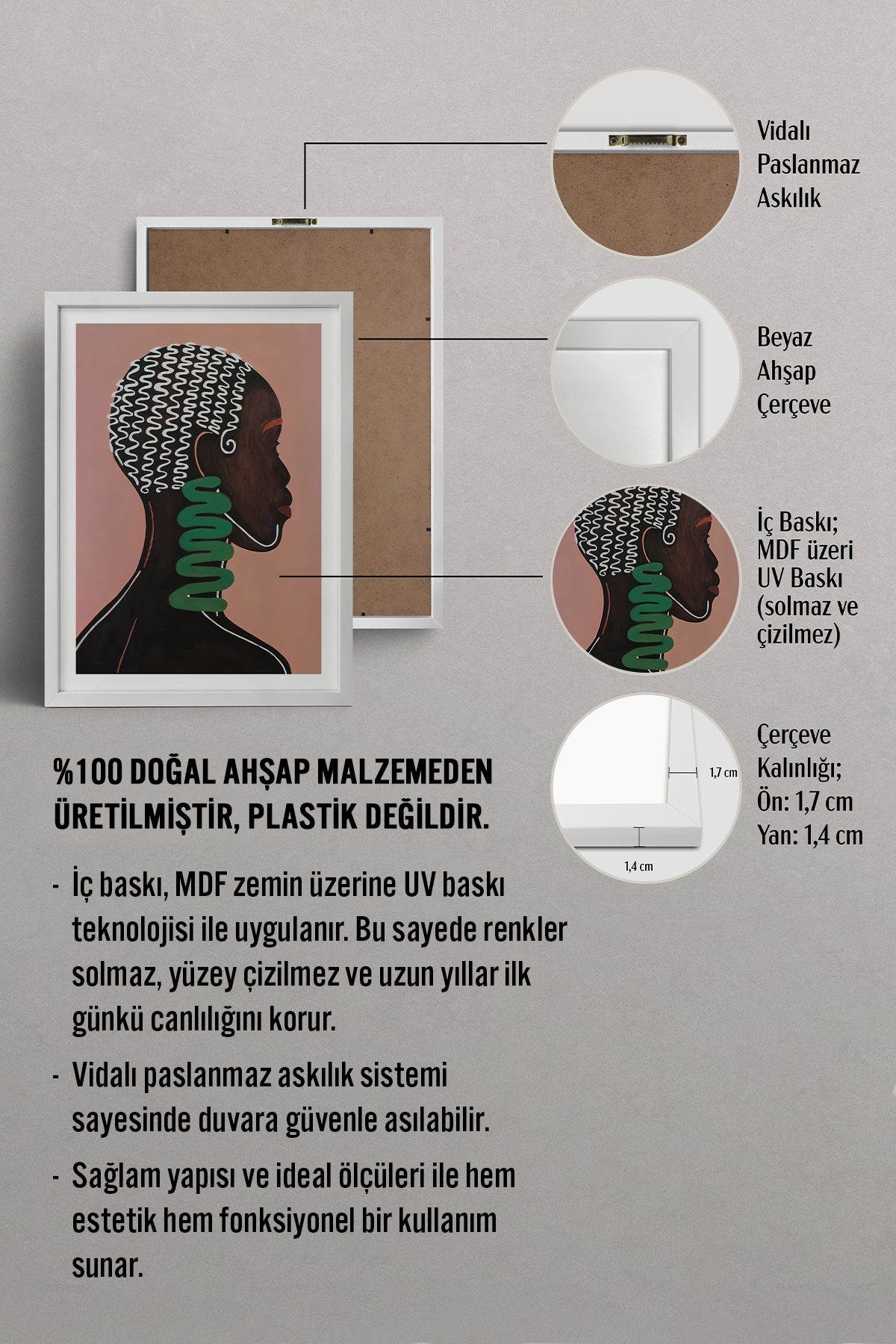 HOMEPACK Ahşap Çerçeveli Tablo Çerçeveli Poster Sanatsal Modern Duvar Dekoru TK-992