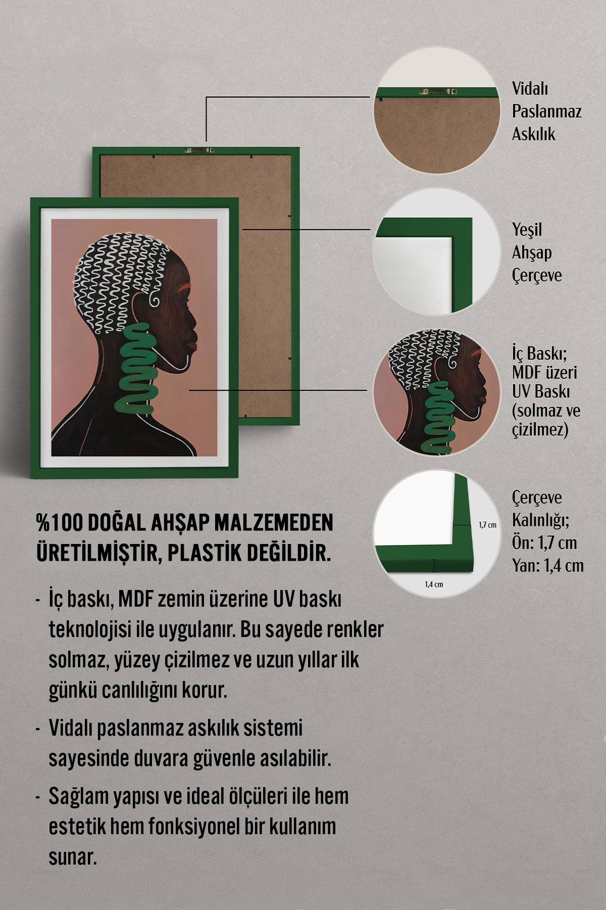 HOMEPACK Ahşap Çerçeveli Tablo Çerçeveli Poster Sanatsal Modern Duvar Dekoru TK-992