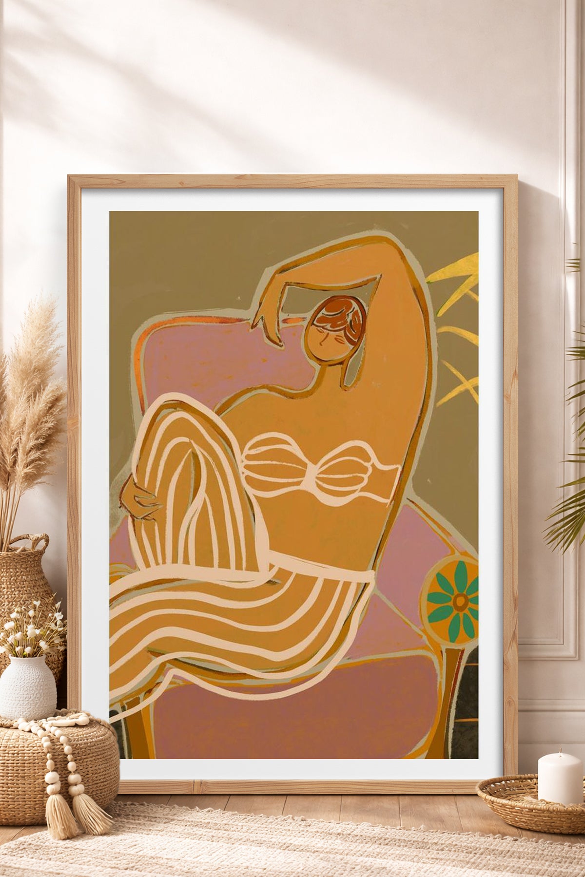 HOMEPACK Ahşap Çerçeveli Tablo Çerçeveli Poster Sanatsal Modern Duvar Dekoru TK-993
