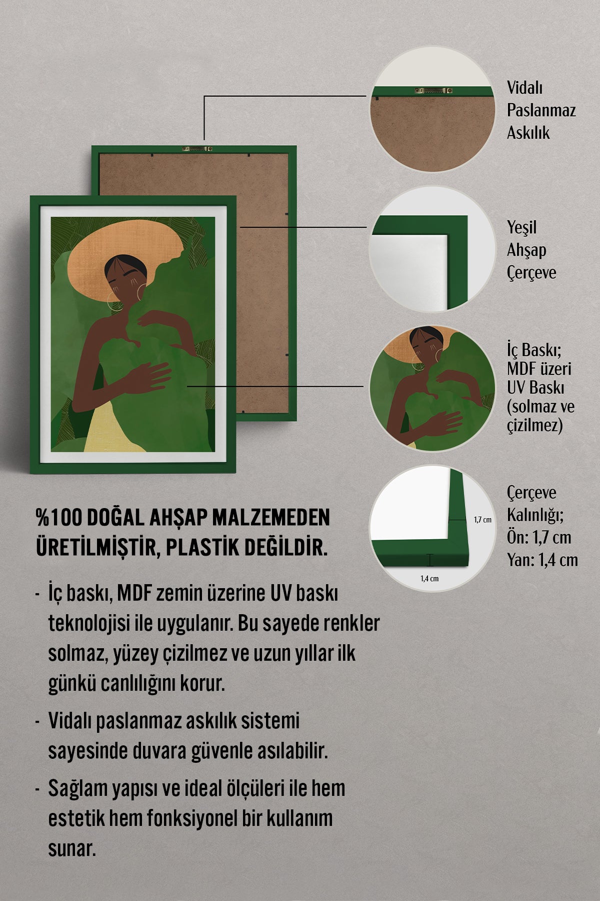 HOMEPACK Ahşap Çerçeveli Tablo Çerçeveli Poster Sanatsal Modern Duvar Dekoru TK-994