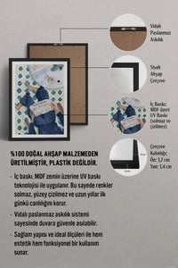 HOMEPACK Ahşap Çerçeveli Tablo Çerçeveli Poster Sanatsal Modern Duvar Dekoru TK-995