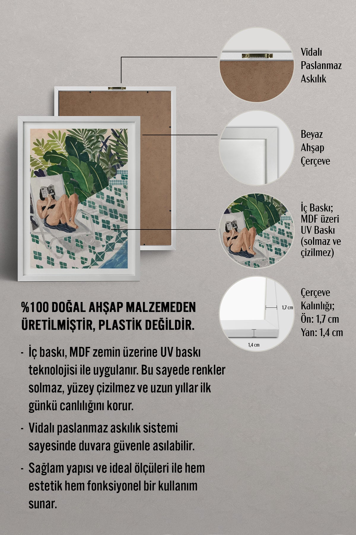 HOMEPACK Ahşap Çerçeveli Tablo Çerçeveli Poster Sanatsal Modern Duvar Dekoru TK-996