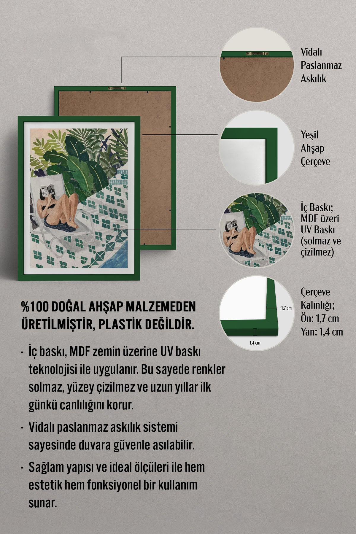 HOMEPACK Ahşap Çerçeveli Tablo Çerçeveli Poster Sanatsal Modern Duvar Dekoru TK-996