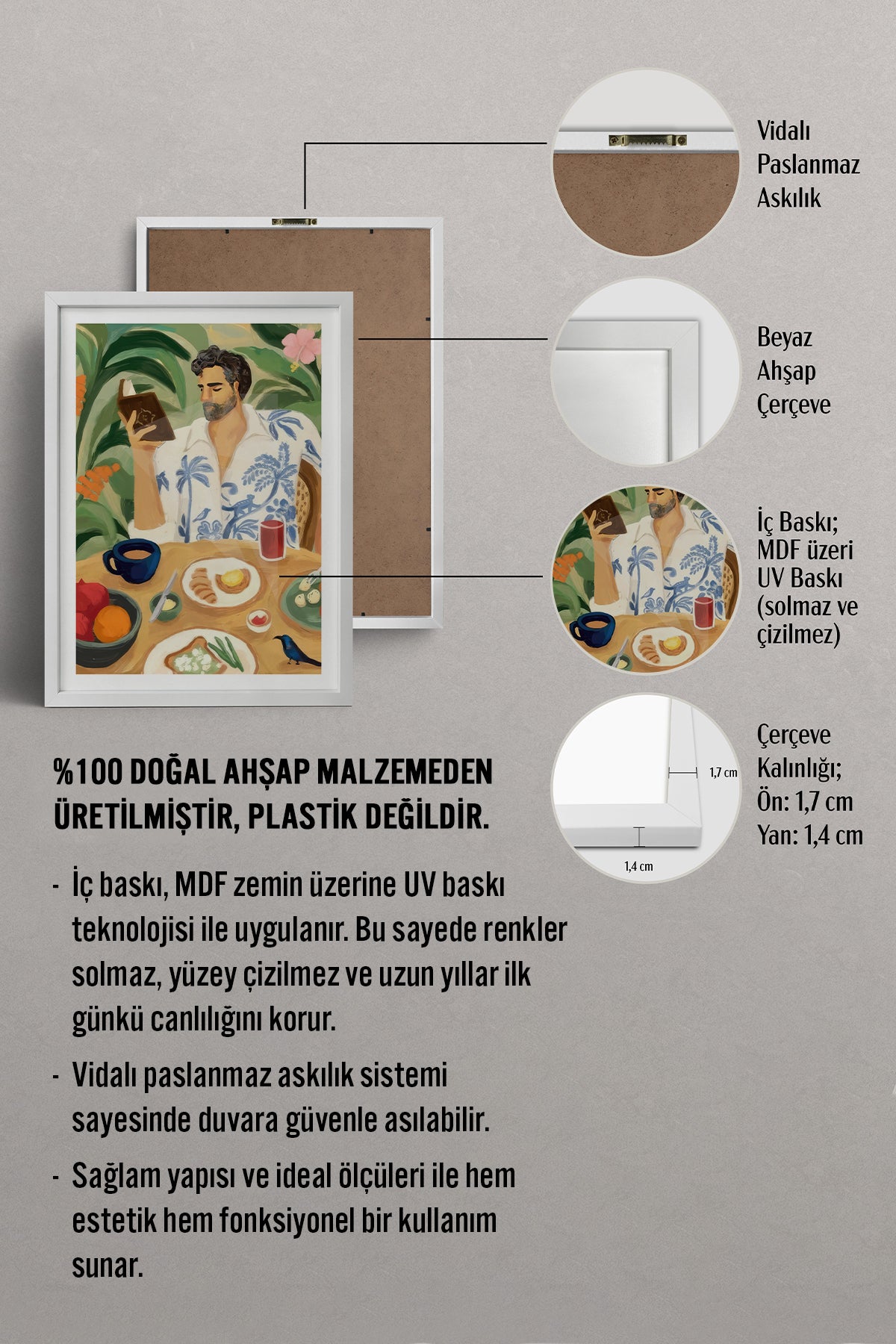 HOMEPACK Ahşap Çerçeveli Tablo Çerçeveli Poster Sanatsal Modern Duvar Dekoru TK-997