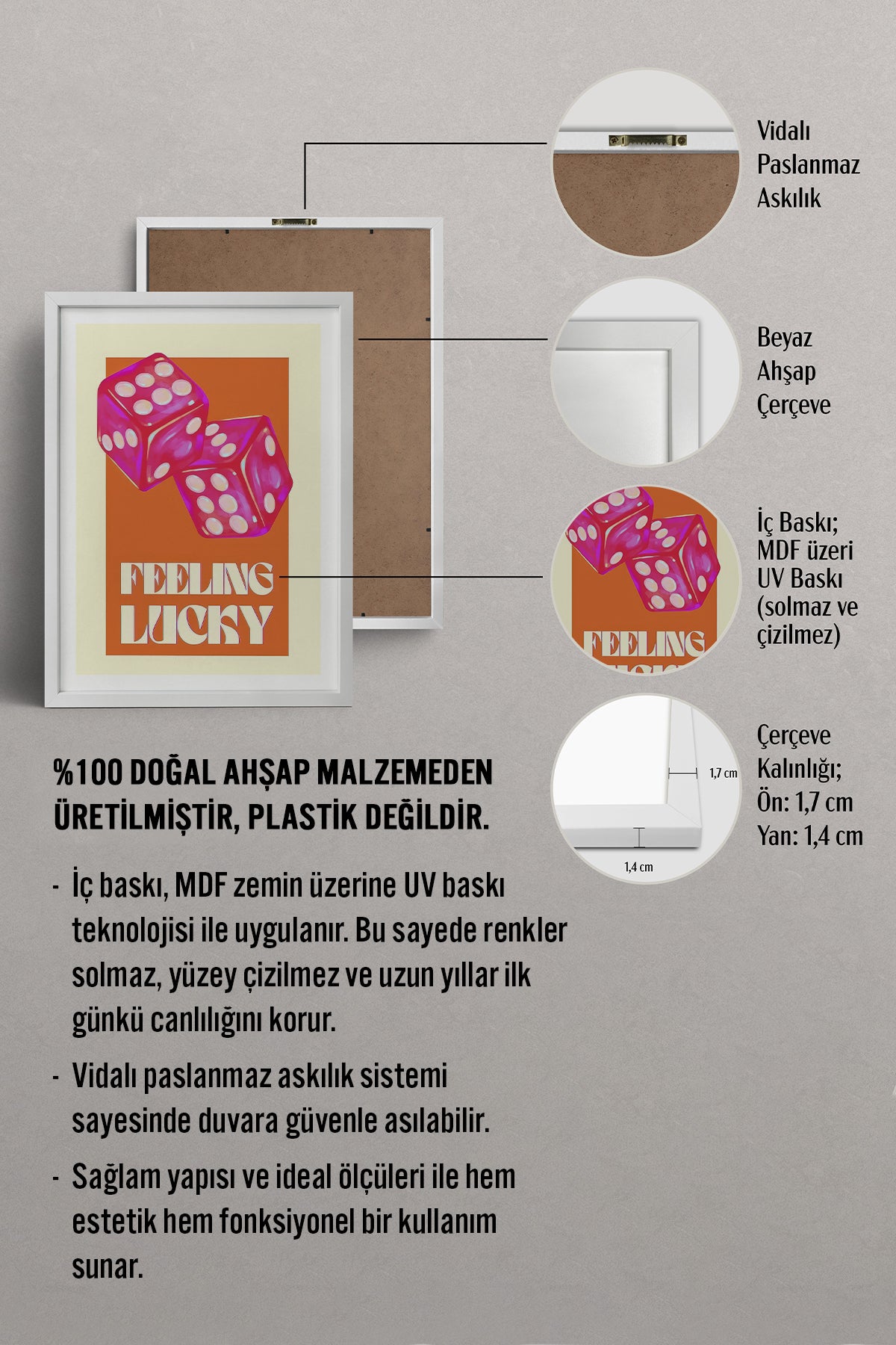 HOMEPACK Ahşap Çerçeveli Tablo Çerçeveli Poster Sanatsal Modern Duvar Dekoru TK-998