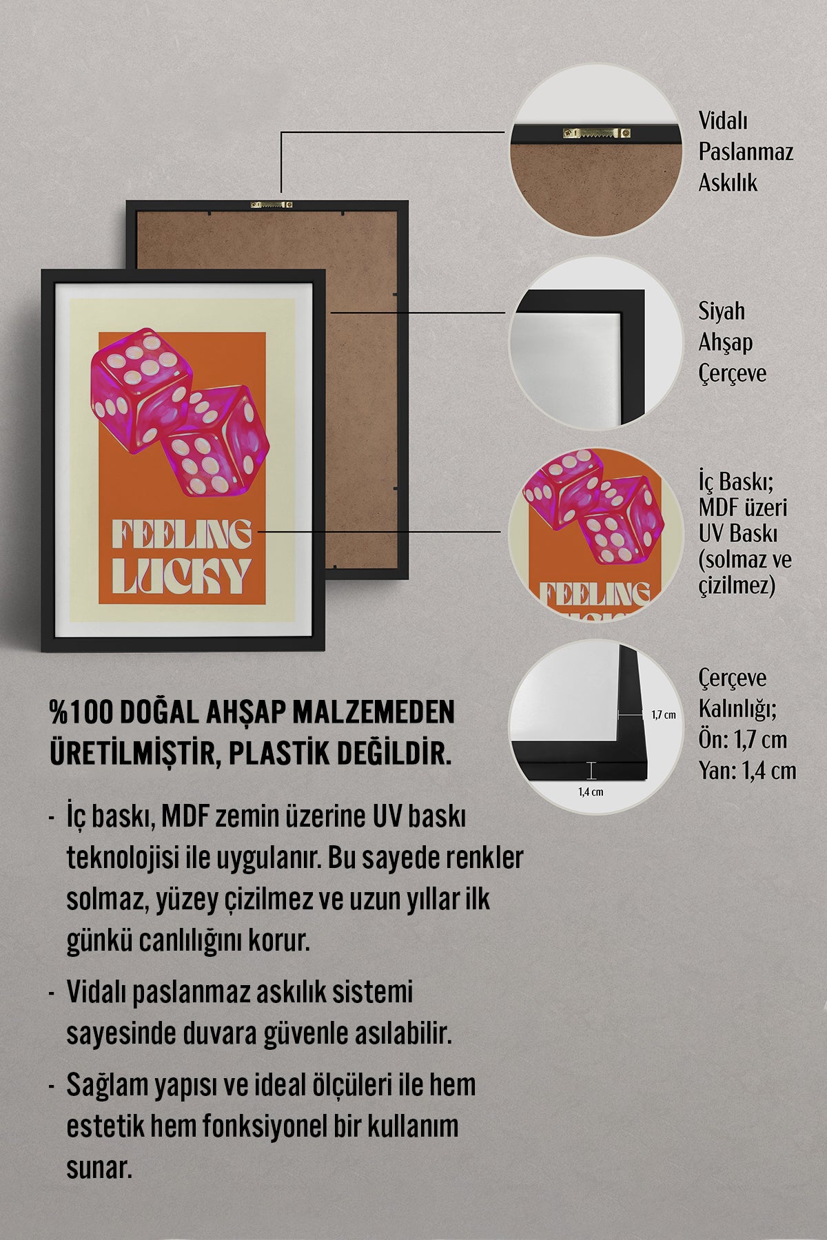 HOMEPACK Ahşap Çerçeveli Tablo Çerçeveli Poster Sanatsal Modern Duvar Dekoru TK-998