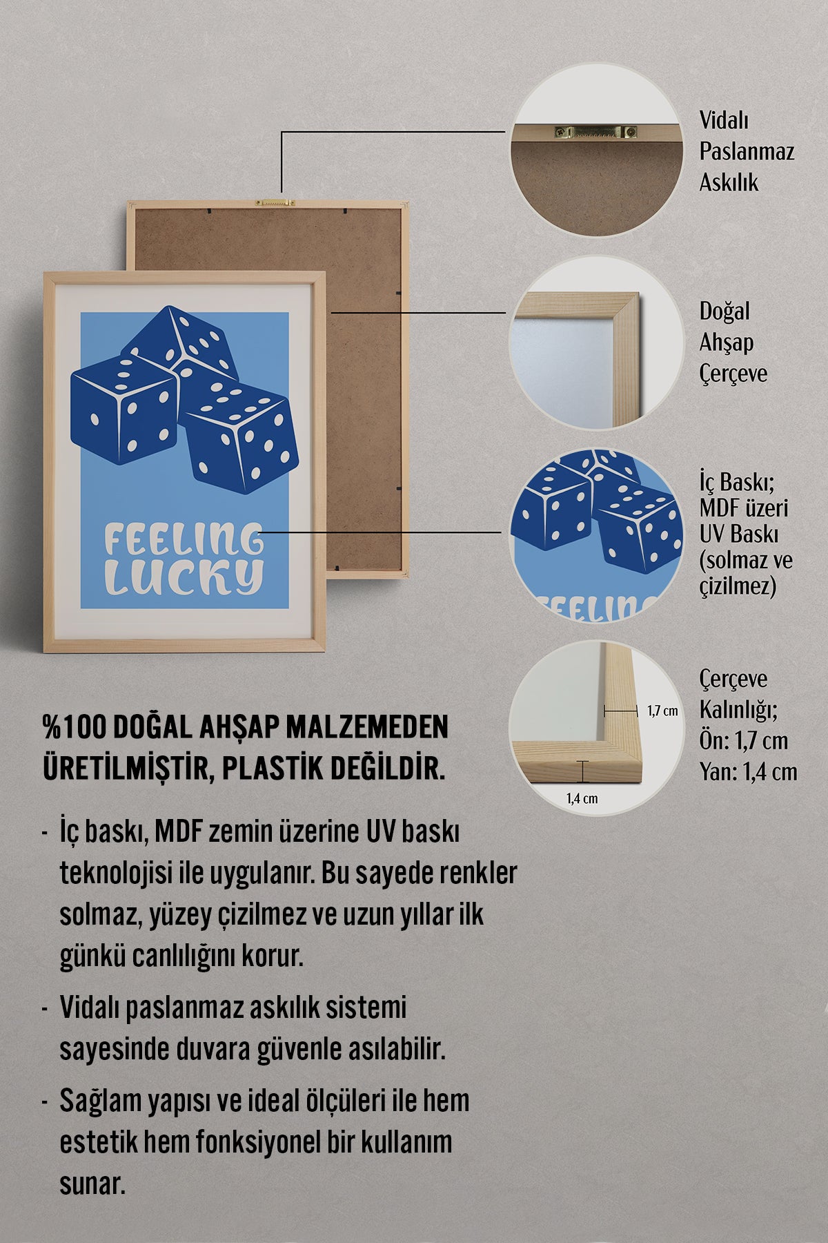 HOMEPACK Ahşap Çerçeveli Tablo Çerçeveli Poster Sanatsal Modern Duvar Dekoru TK-999