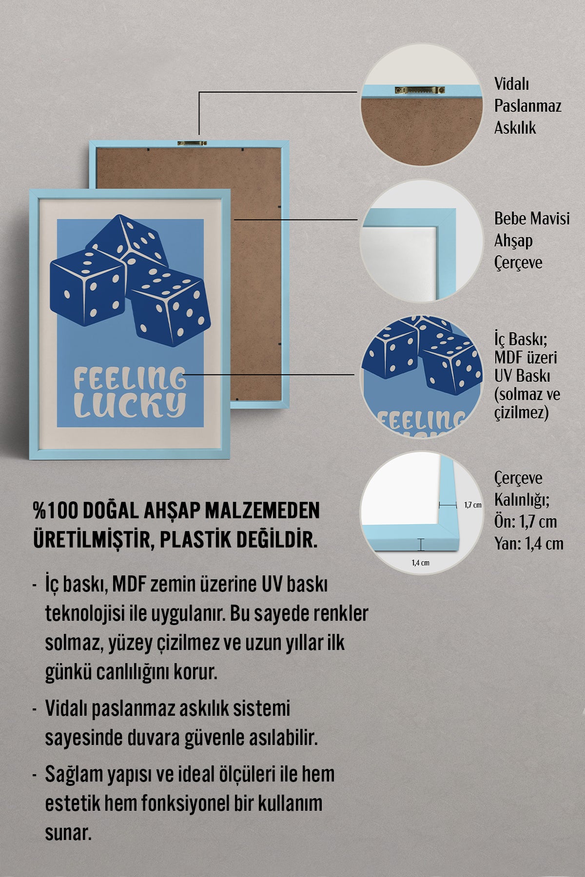 HOMEPACK Ahşap Çerçeveli Tablo Çerçeveli Poster Sanatsal Modern Duvar Dekoru TK-999