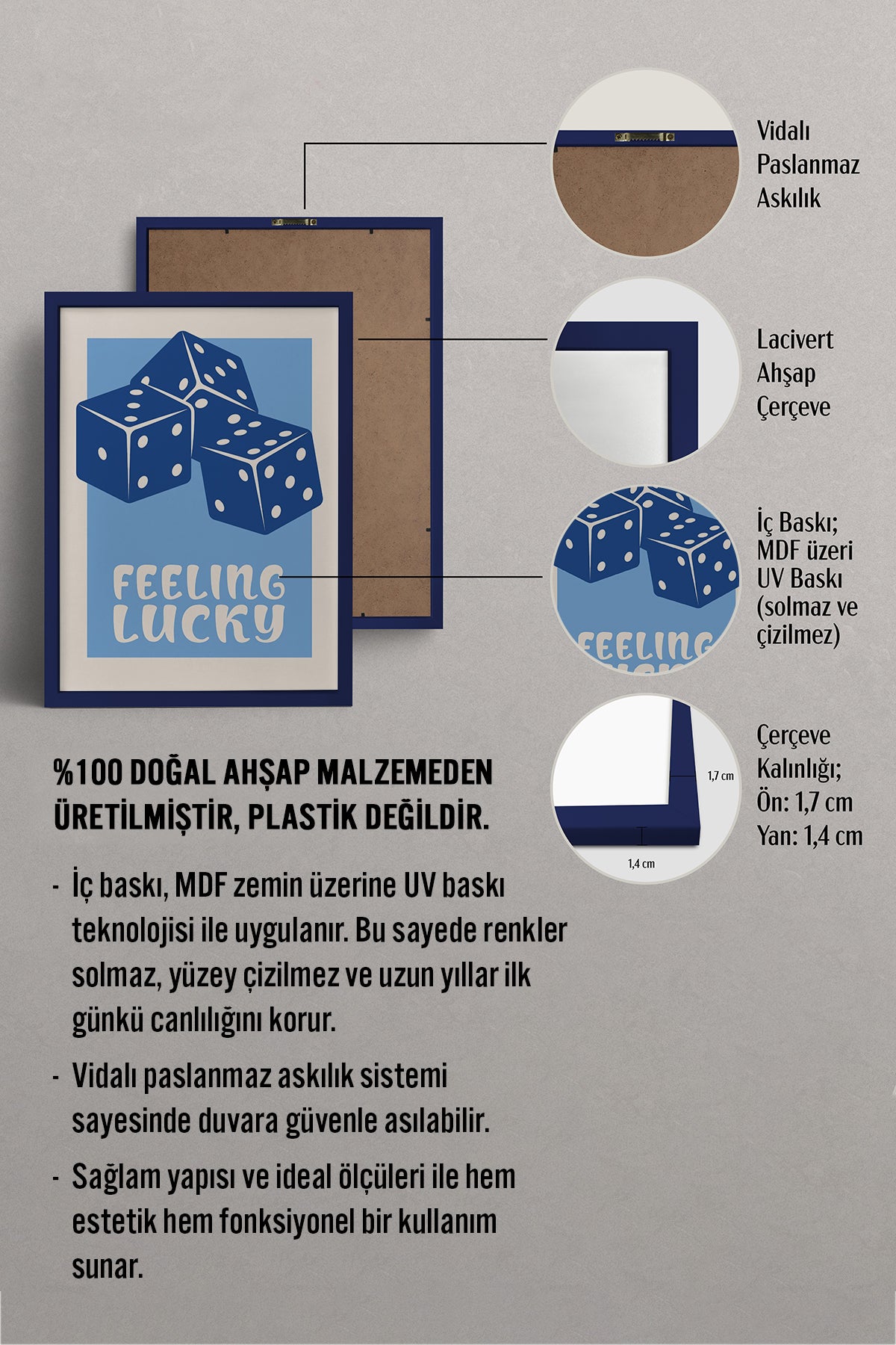 HOMEPACK Ahşap Çerçeveli Tablo Çerçeveli Poster Sanatsal Modern Duvar Dekoru TK-999