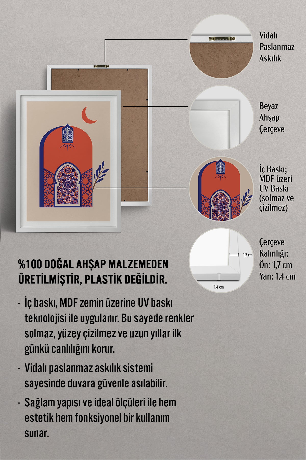 HOMEPACK Ahşap Çerçeveli Tablo Çerçeveli Poster Sanatsal Modern Duvar Dekoru TK-1235