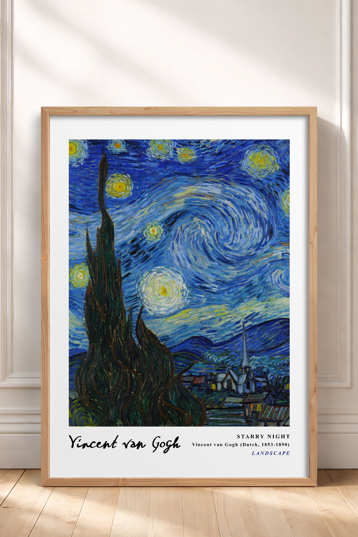 HOMEPACK Ahşap Çerçeveli Tablo Çerçeveli Poster Sanatsal Modern Duvar Dekoru VAN GOGH-01