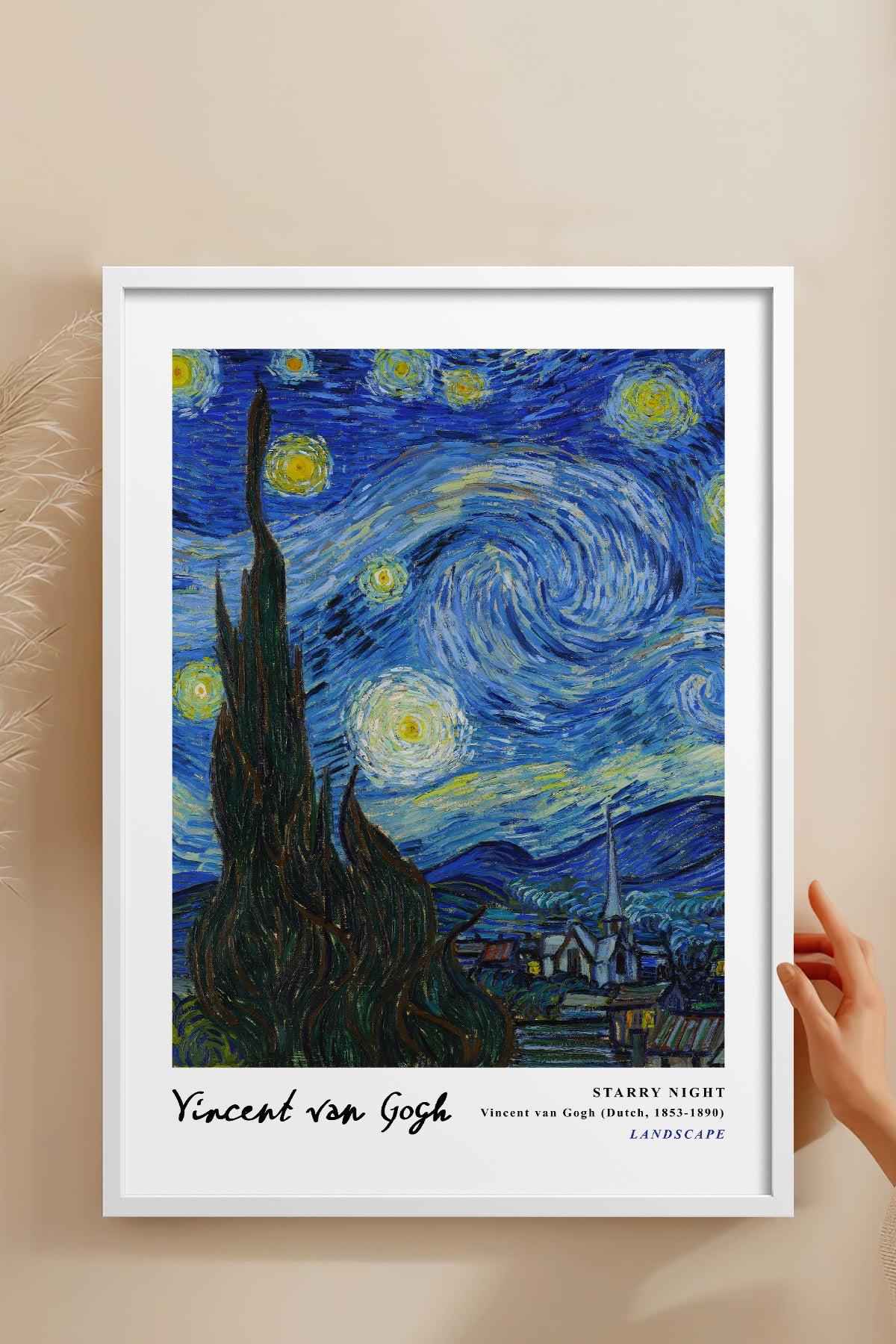 HOMEPACK Ahşap Çerçeveli Tablo Çerçeveli Poster Sanatsal Modern Duvar Dekoru VAN GOGH-01