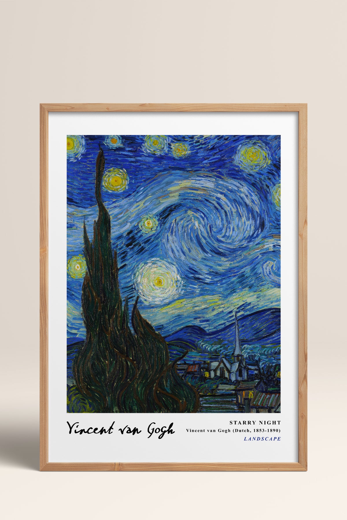 HOMEPACK Ahşap Çerçeveli Tablo Çerçeveli Poster Sanatsal Modern Duvar Dekoru VAN GOGH-01