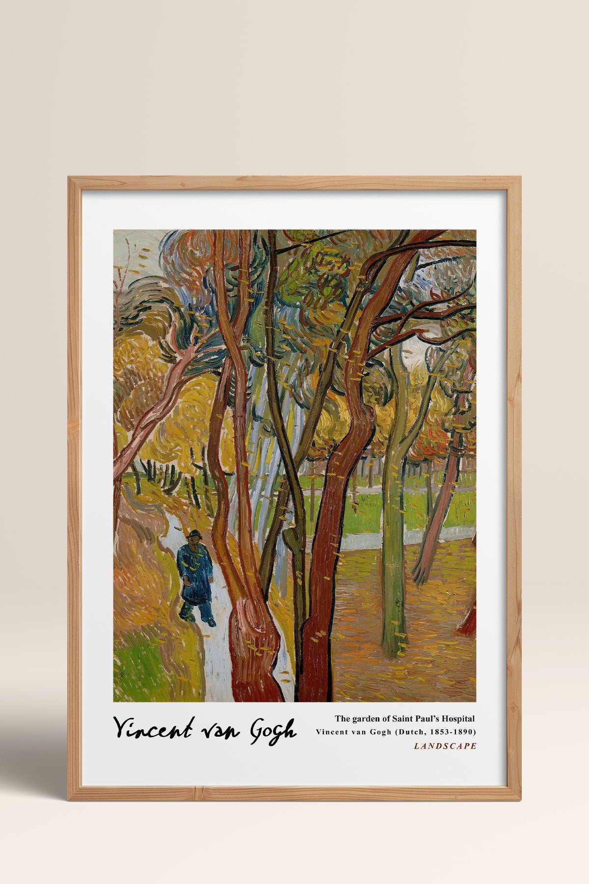 HOMEPACK Ahşap Çerçeveli Tablo Çerçeveli Poster Sanatsal Modern Duvar Dekoru VAN GOGH-07