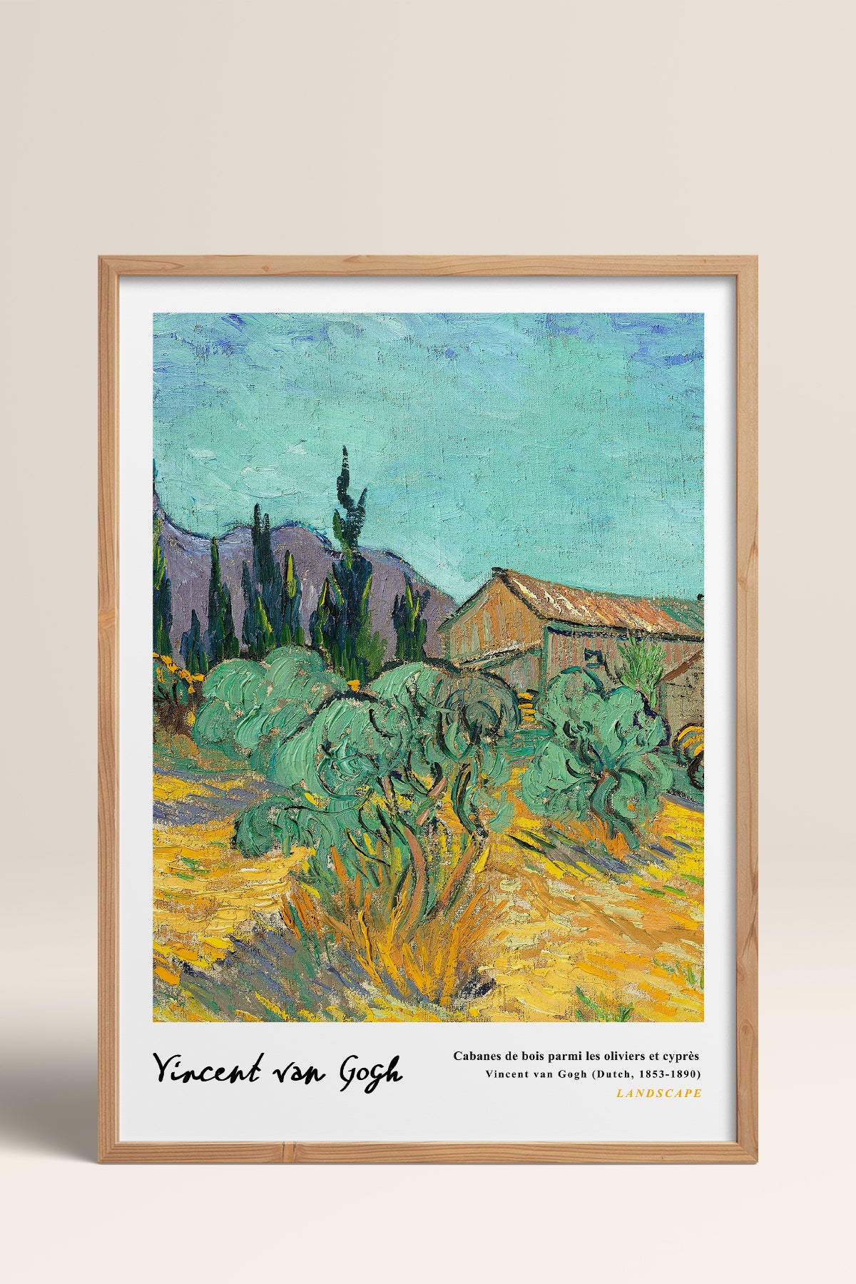 HOMEPACK Ahşap Çerçeveli Tablo Çerçeveli Poster Sanatsal Modern Duvar Dekoru VAN GOGH-12
