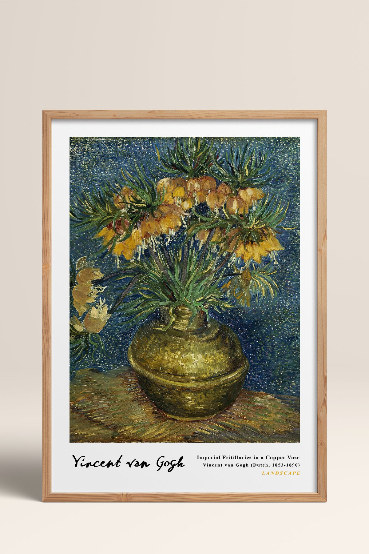 HOMEPACK Ahşap Çerçeveli Tablo Çerçeveli Poster Sanatsal Modern Duvar Dekoru VAN GOGH-13