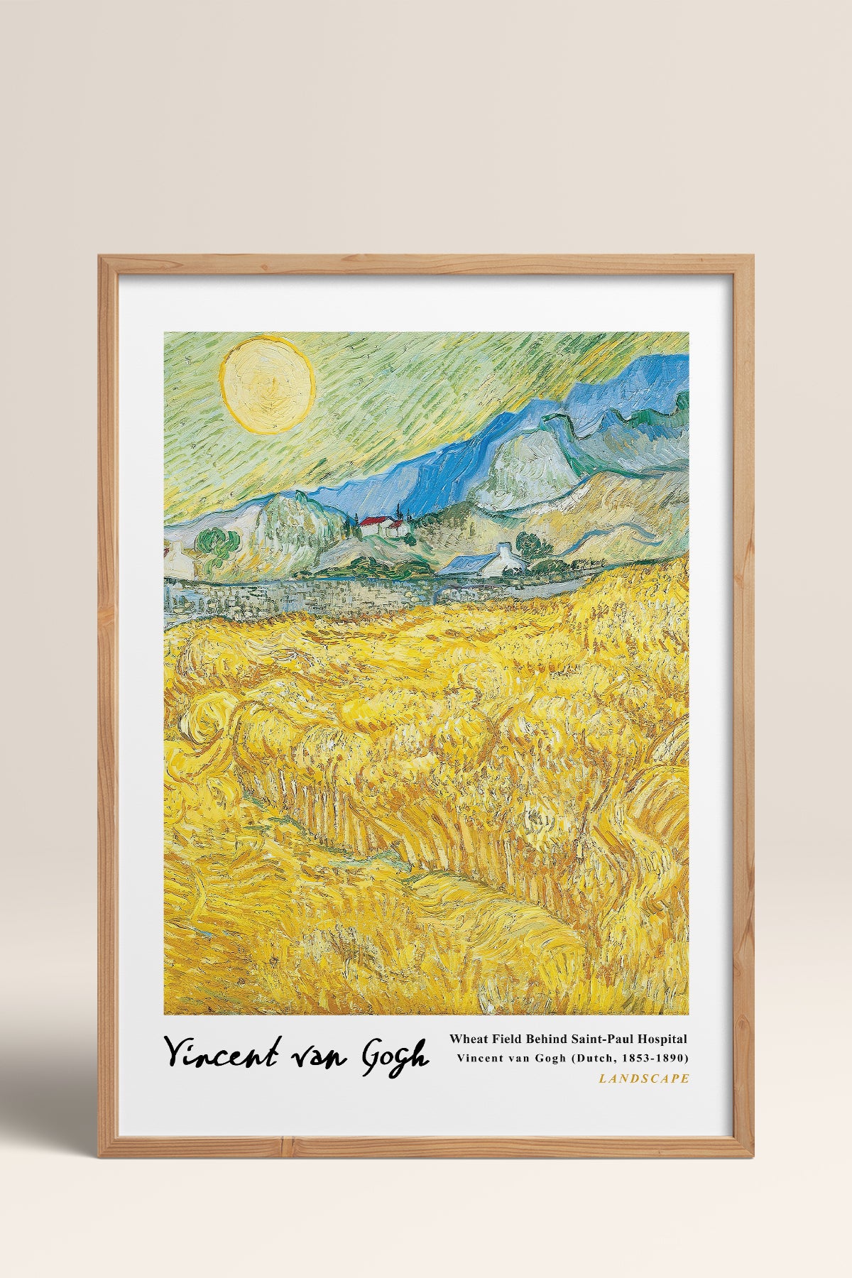 HOMEPACK Ahşap Çerçeveli Tablo Çerçeveli Poster Sanatsal Modern Duvar Dekoru VAN GOGH-17