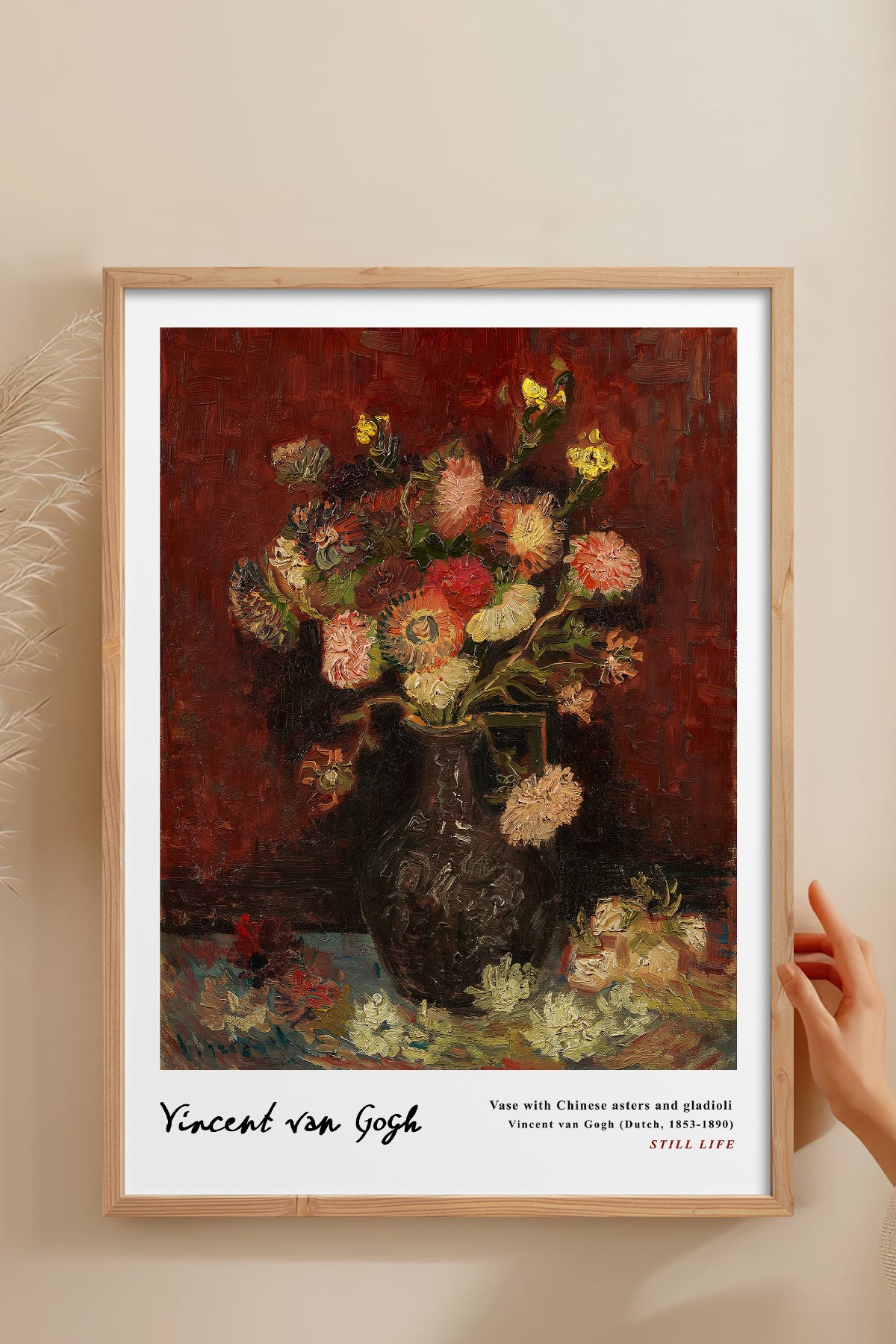 HOMEPACK Ahşap Çerçeveli Tablo Çerçeveli Poster Sanatsal Modern Duvar Dekoru VAN GOGH-27