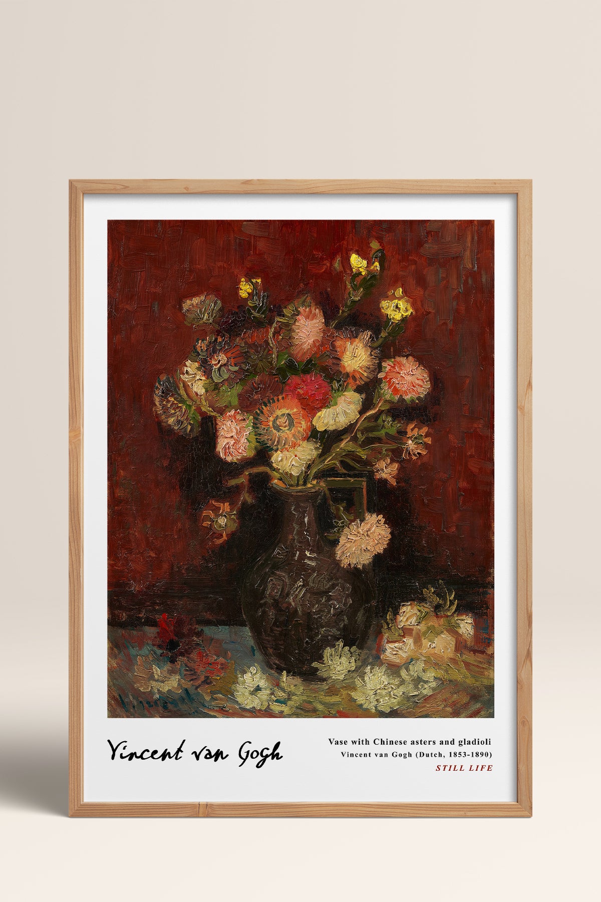 HOMEPACK Ahşap Çerçeveli Tablo Çerçeveli Poster Sanatsal Modern Duvar Dekoru VAN GOGH-27