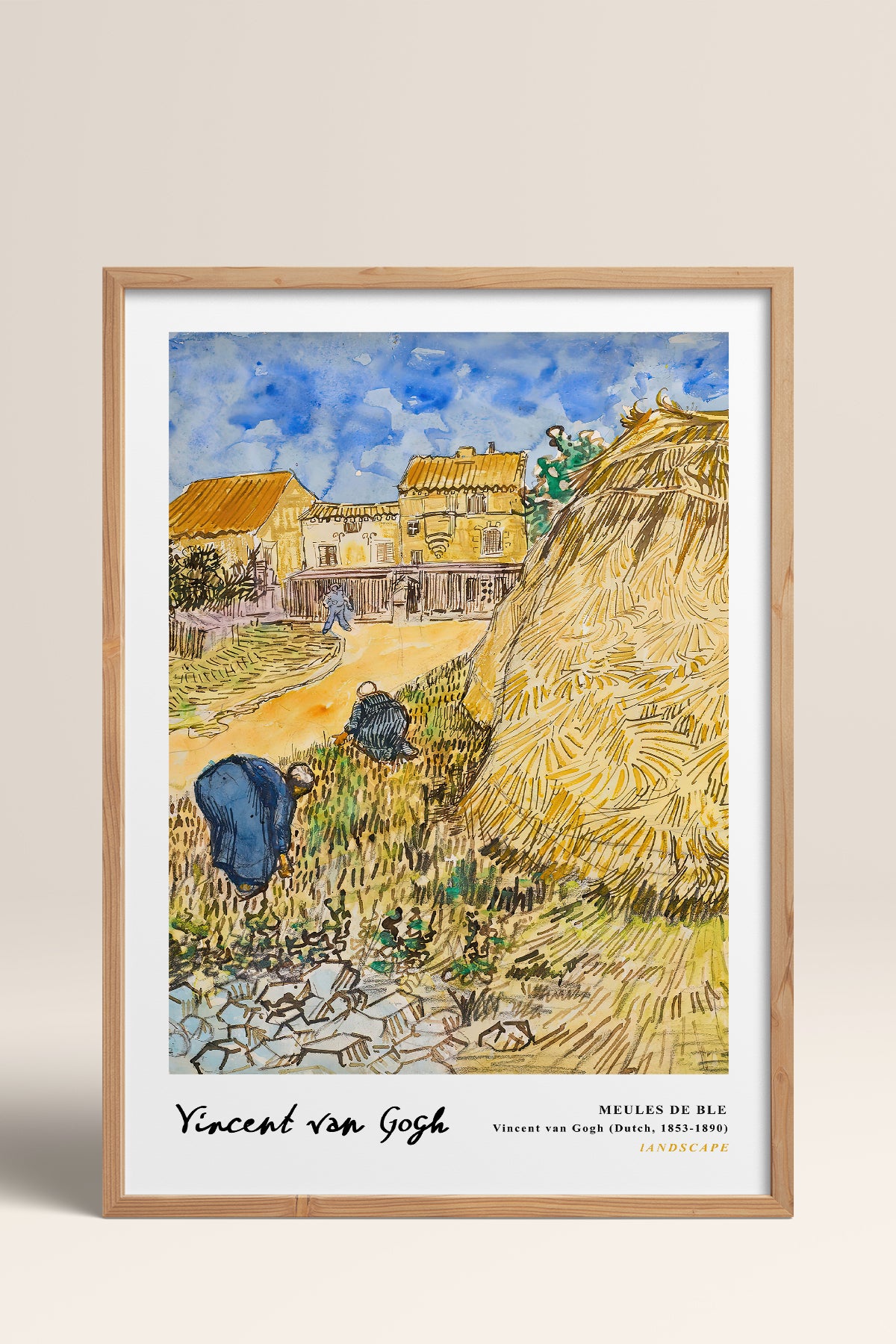 HOMEPACK Ahşap Çerçeveli Tablo Çerçeveli Poster Sanatsal Modern Duvar Dekoru VAN GOGH-30